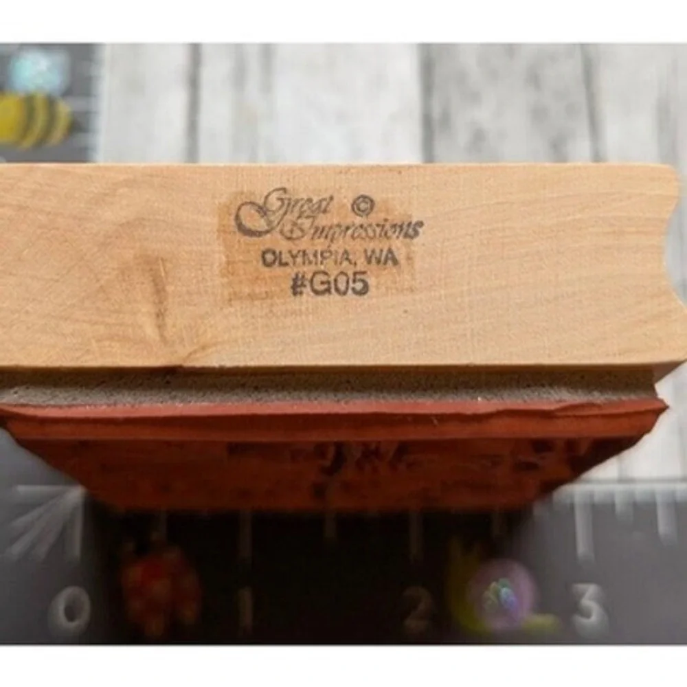 Great Impressions Flowers Insects Butterfly Squares G05 Rubber Stamp Wood #F61
